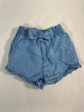 NWOT George Light Blue Girls’ Ruffle Hem Elastic-Waist Bow Shorts Size 6-9M